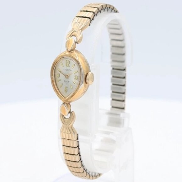 Vintage Accessories - Vintage Elgin 5555 Starlite Teardrop Ladies Mechanical Wristwatch 1075